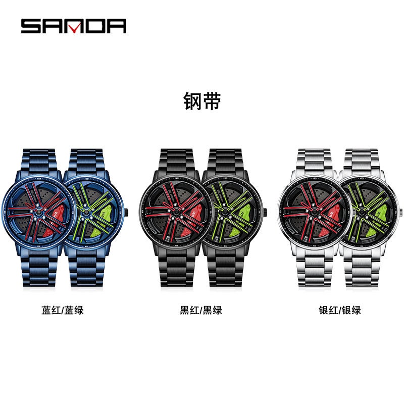 Sanda Quartz Men'S Watch Casual Leather Strap Creative Personality Hollow Rotating Solid Steel Band Men'S Wristwatch - Image 5